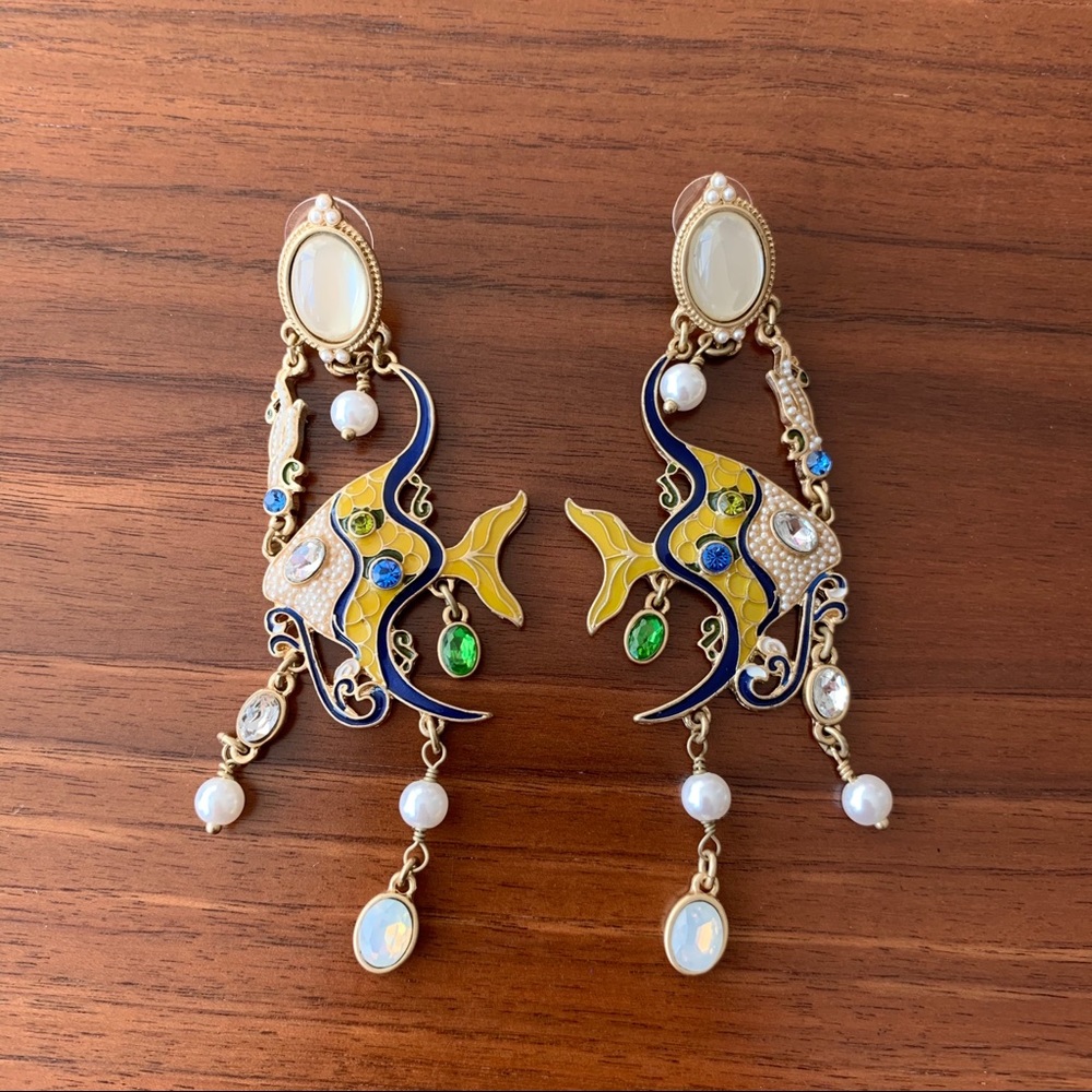 Statement Earrings Sea Fish Gems, Jewels, drop